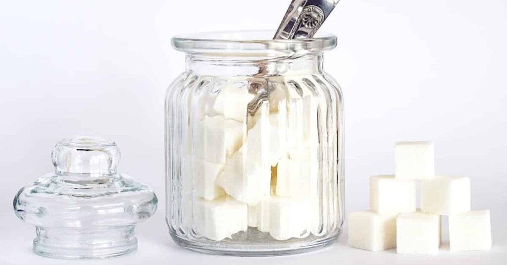 Sugar Cubes in Glass Jar